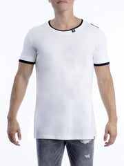 VVV Men's T-Shirt O-Neck Curved"PURE" double Sleeve/Collar White - VENI.VIDI.VICI.WORLD