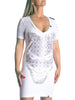 VVV Woman's Dress V-Neck "CAMOU" White - VENI.VIDI.VICI.WORLD