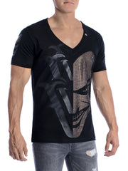 VVV HeeBad Men's T-Shirt V-Neck "SPLIT TROPHY" Black - VENI.VIDI.VICI.WORLD